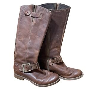 Timberland Womens Savin Leather Buckle Knee High Side Zip Riding Boots Sz 7 US